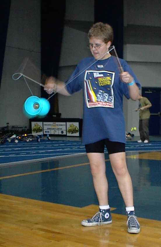 Amelia concentrates on her new diabolo!